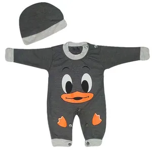 ست سرهمی و کلاه نوزادی مدل Duckling رنگ نوک مدادی 