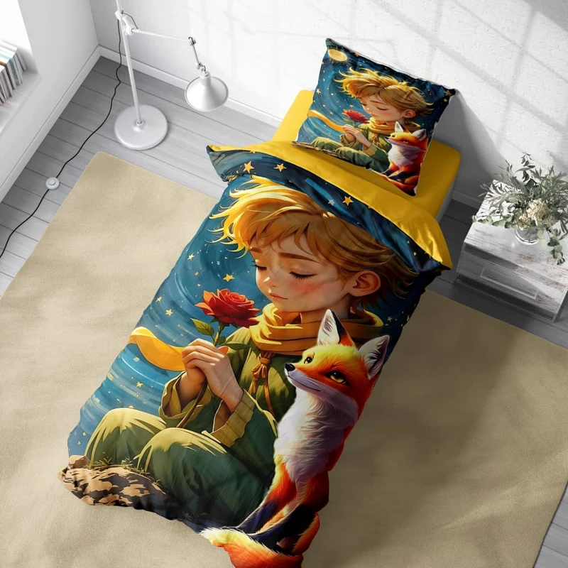 سرویس خواب 1 نفر 4 تکه مدل پسرانه مخملی شازده کوچولو کد ۴۰۳۰