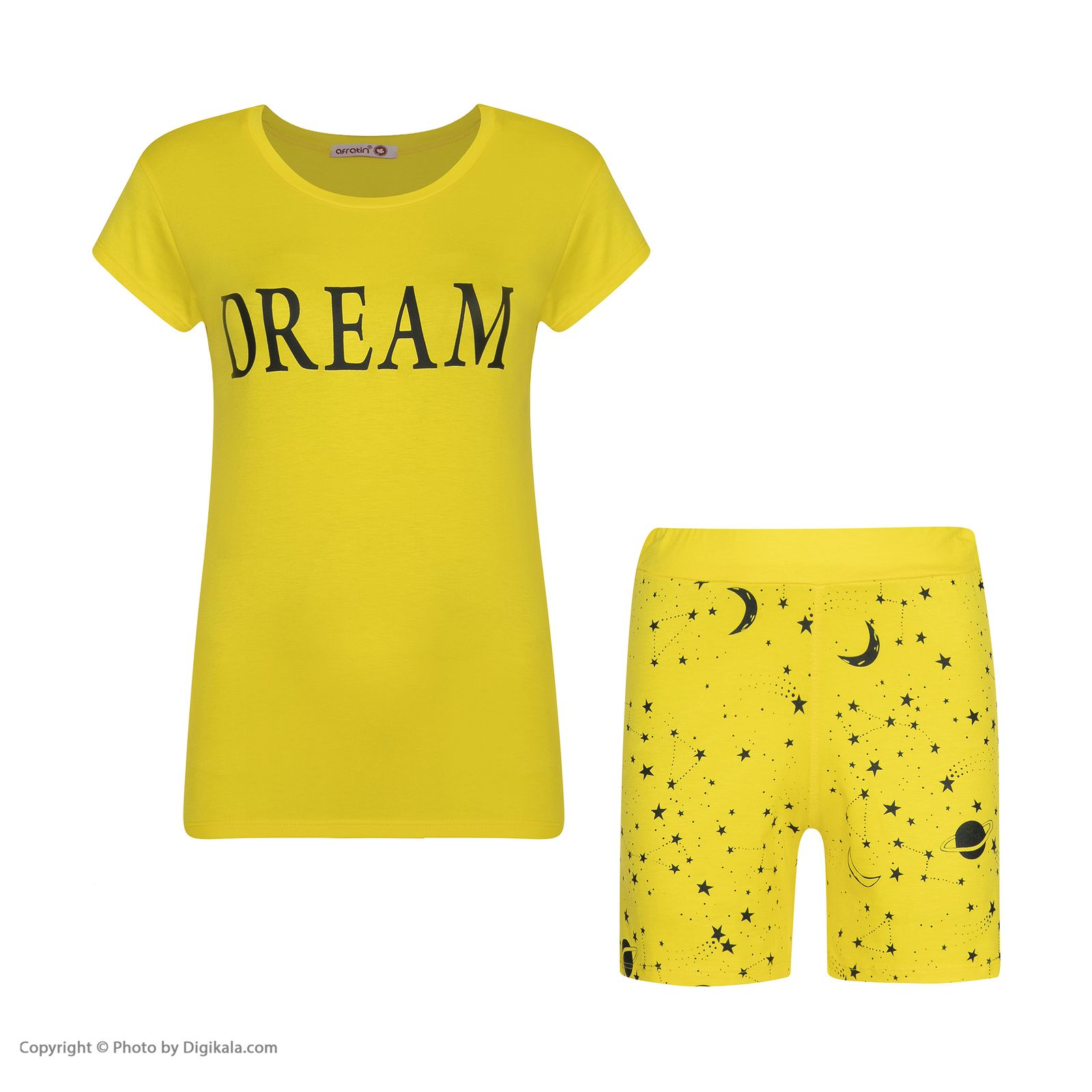 ست تی شرت و شلوارک زنانه افراتین مدل Dream کد 6558 رنگ زرد -  - 2