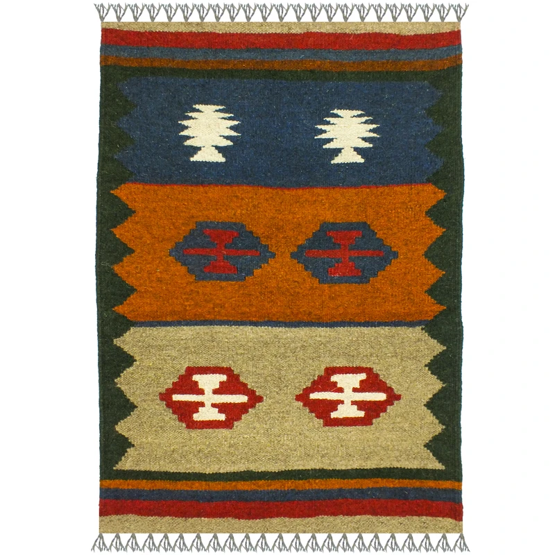 گلیم دستبافت یک متری مدل پادری  شیراز کد 1734 زمینه الوان