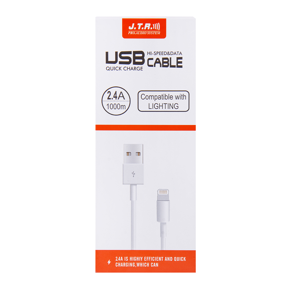 کابل شارژ آیفون USB به لایتنینگ جی.تی.آر مدل UL طول 1 متر
