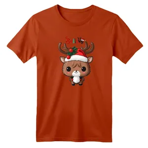 تی شرت آستین کوتاه بچگانه مدل گوزن کریسمس کد 5 رنگ آجری