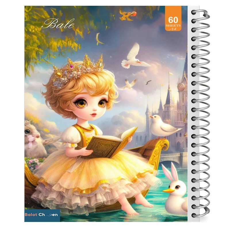 دفتر نقاشی 60 برگ بلوط چین مدل فانتزی دخترانه کد A4-PDN60-951