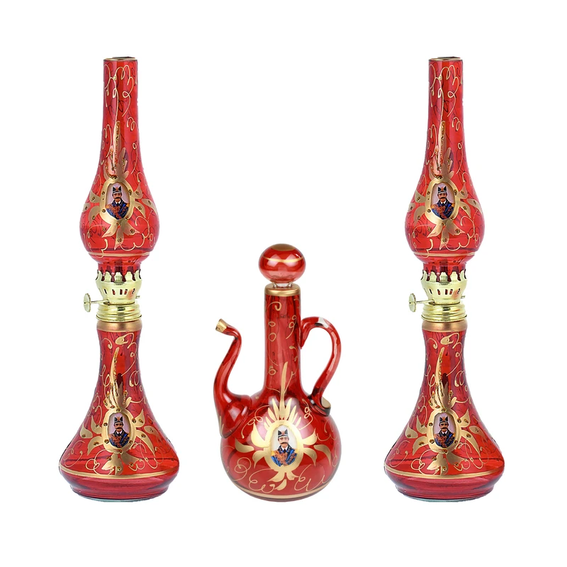 چراغ گرد سوز به همراه گلابپاش مدل شاه عباسي كد ٩٨٠ بسته ٣ عددي