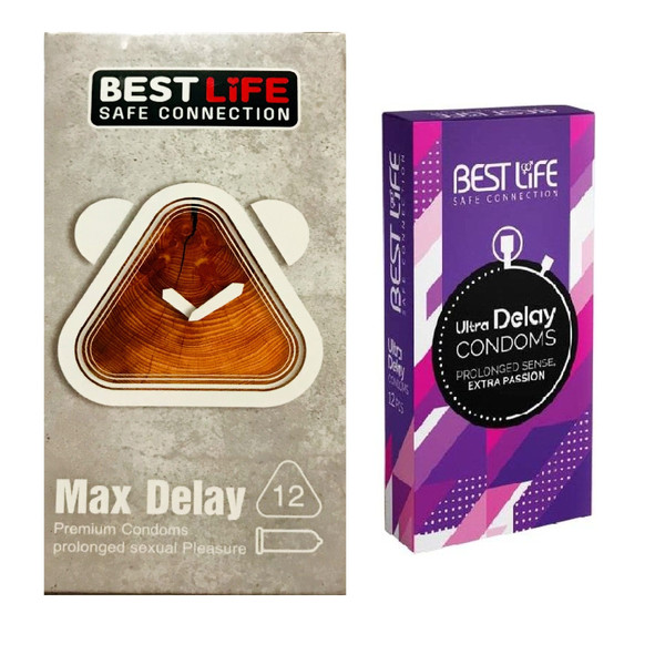 کاندوم بست لایف مدل Max Delay بسته 12 عددی به همراه کاندوم بست لایف مدل Ultra Delay بسته 12 عددی