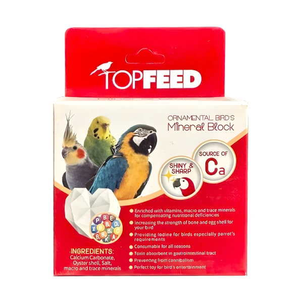 بلوک معدنی پرندگان تاپ فید مدل غنی شده با کلسیم و مولتی ویتامین وزن 100 گرم