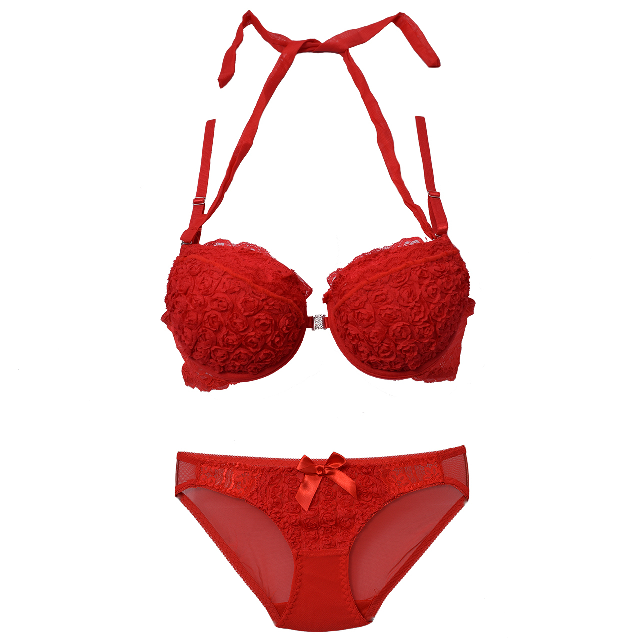 ست شورت و سوتین زنانه مدل Flowers کد 342-red