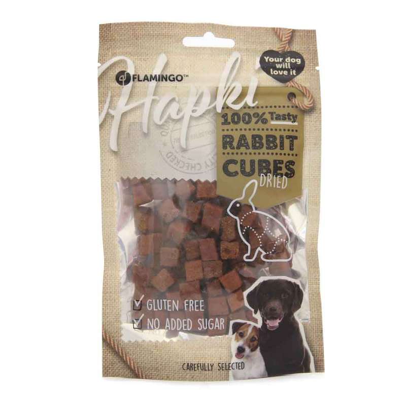 تشویقی سگ فلامینگو مدل مکعبی گوشت خرگوش وزن 85 گرم
