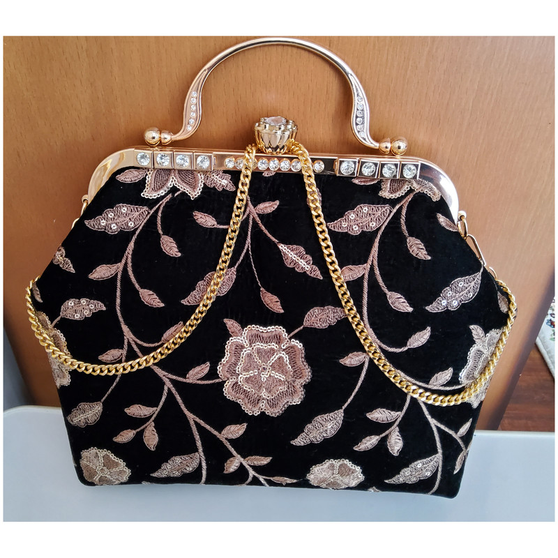 کیف دستی دست دوز زنانه مدل مخمل سوزندوزی کد 13