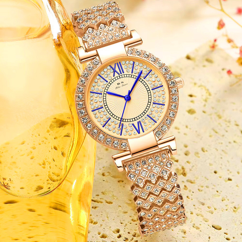 ساعت مچی عقربه‌ای زنانه مدل فول نگین الماس کد GHAB-RZ1