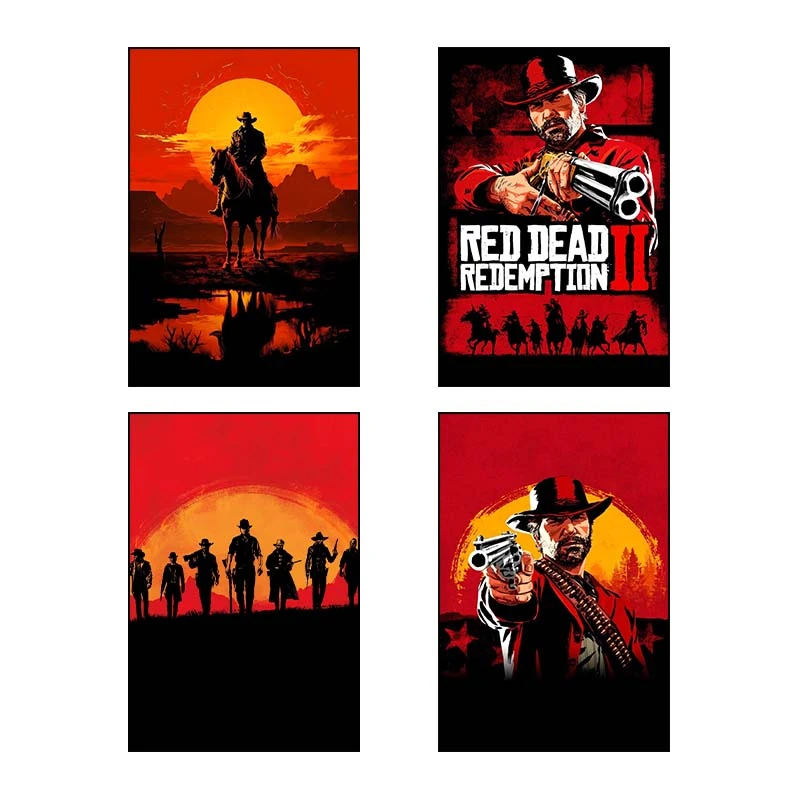 تابلو شاسي کارنيکا طرح رد دد Red Dead Redemption کد 89610 مجموعه 4 عددی