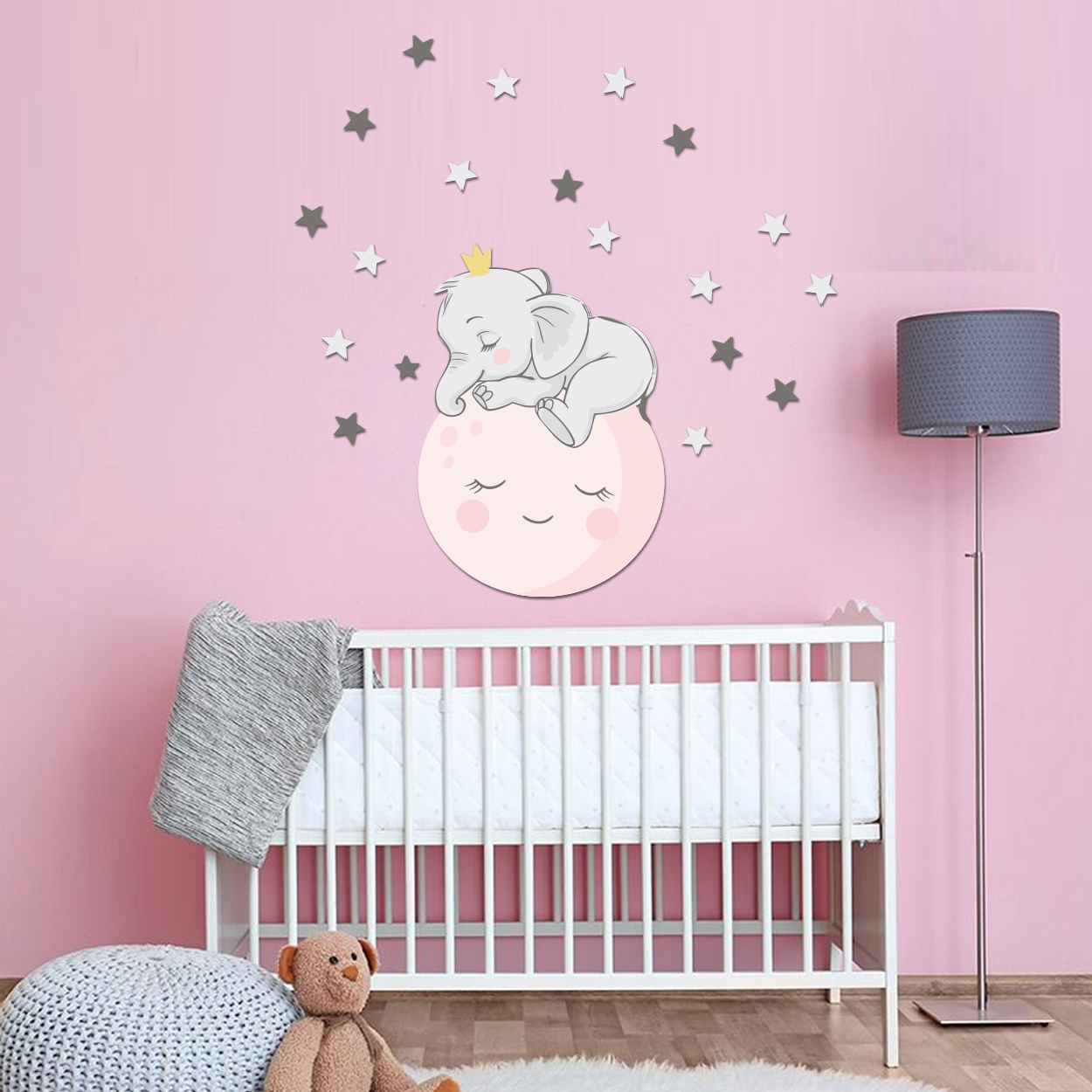 استیکر چوبی کودک باروچین مدل فیل و ماه کد 1228