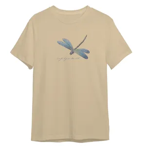 تی شرت آستین کوتاه زنانه مدل سنجاقک و نوشته کد 0590