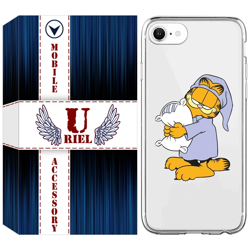 کاور یوریل قاب مدل Clear کد 73 طرح گارفیلد خوابالو مناسب برای گوشی موبایل اپل iPhone 7 / 8 / SE 2020 / SE 2022