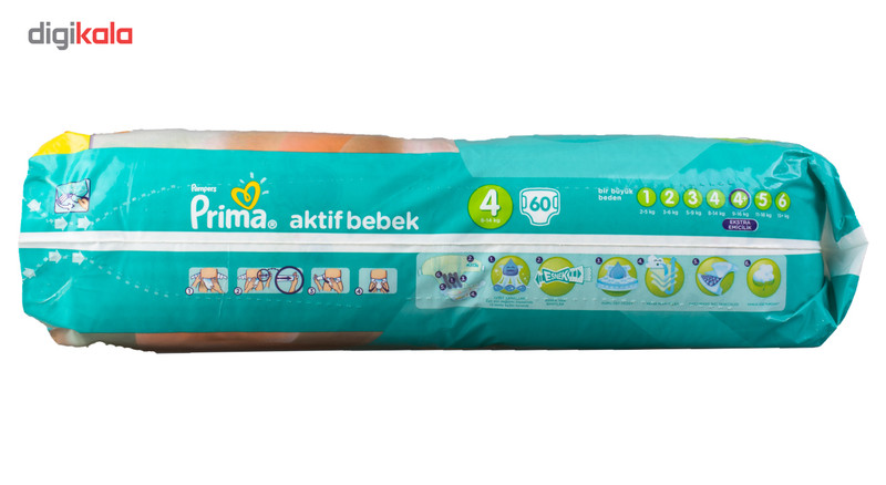 پوشک کودک پریما سایز 4 بسته 60 عددی