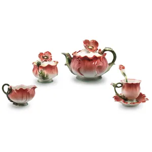 سرویس چای خوری 33 پارچه طرح گل شقایق مدل 5040