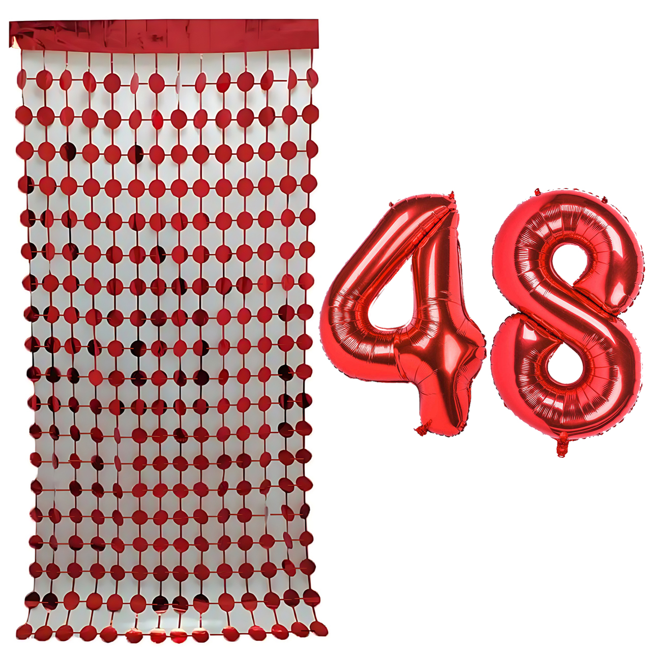  بادکنک فویلی مسترتم طرح عدد 48 به همراه ریسه تزئینی بسته 3 عددی