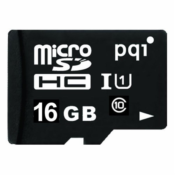 تصویر کارت حافظه microSDHC پی کیو آی کلاس 10 استاندارد UHS-I U1 سرعت 85MBps همراه با آداپتور SD ظرفیت 16 گیگابایت