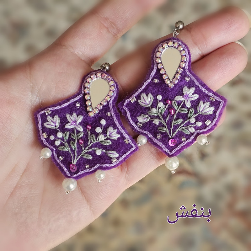 گوشواره دست دوز زنانه مدل افسون قصر