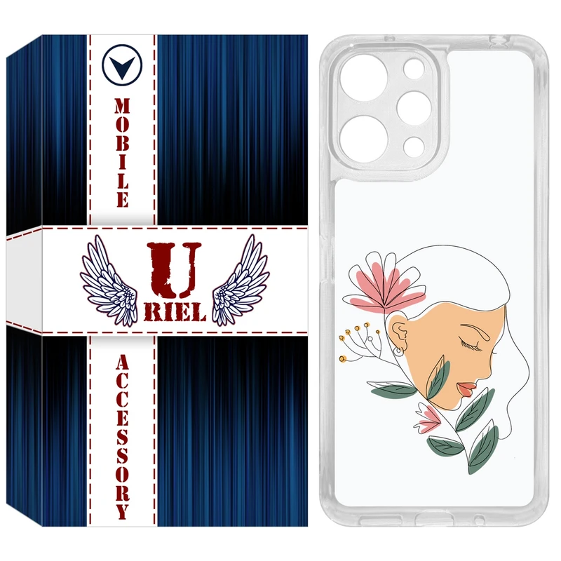کاور یوریل مدل Clear کد 53 طرح صورت زن مناسب برای گوشی موبایل شیائومی Redmi 12 4G / 12 5G
