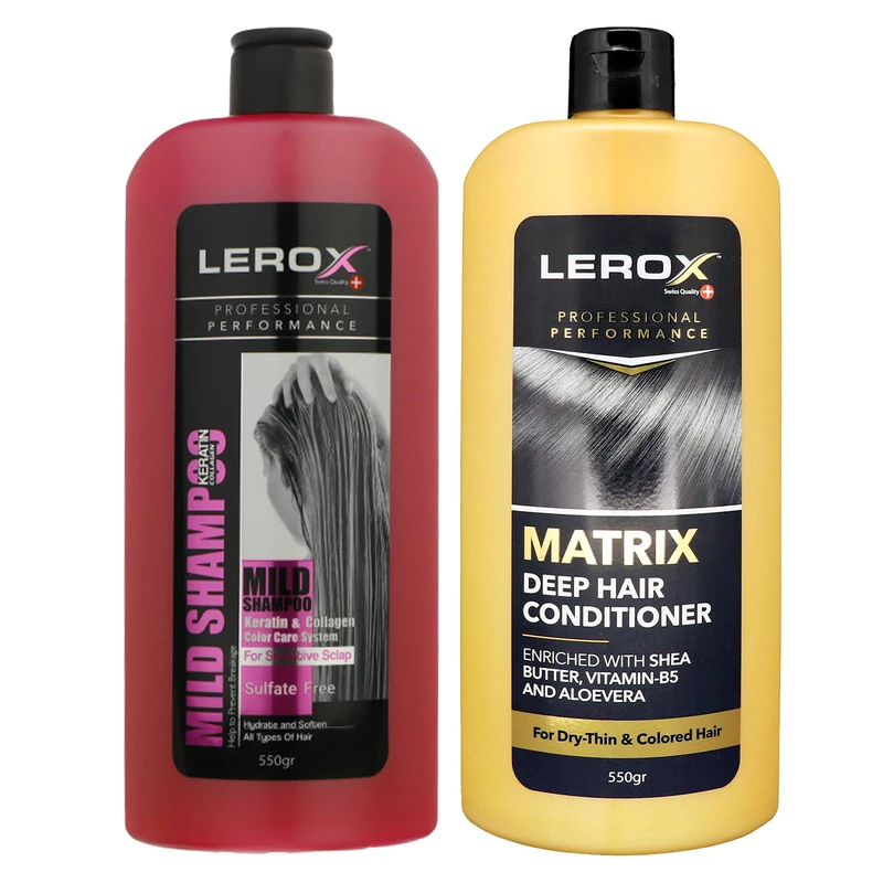نرم کننده مو لروکس مدل ماتریکس وزن 550 گرم به همراه شامپو مو لروکس مدل کلاژن وزن 550 گرم