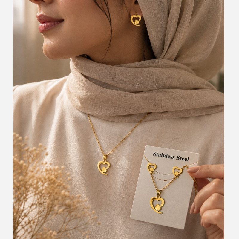 نیم ست زنانه طرح قلبی کد DS-654