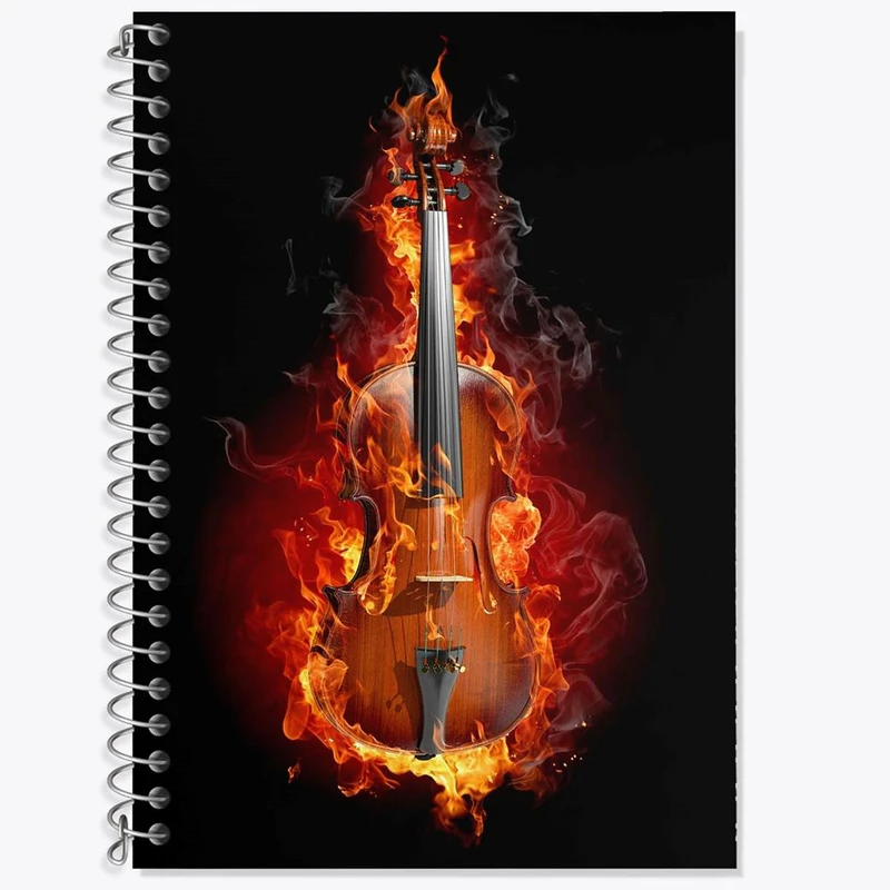 دفتر زبان 50 برگ خندالو مدل سه خط طرح ویولن Violin کد 27960