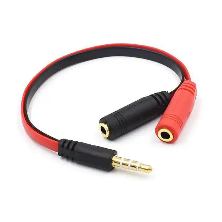 کابل تبدیل 1 به 2 جک 3.5 میلی متری مدل Hooger pro طول 0.2 متر