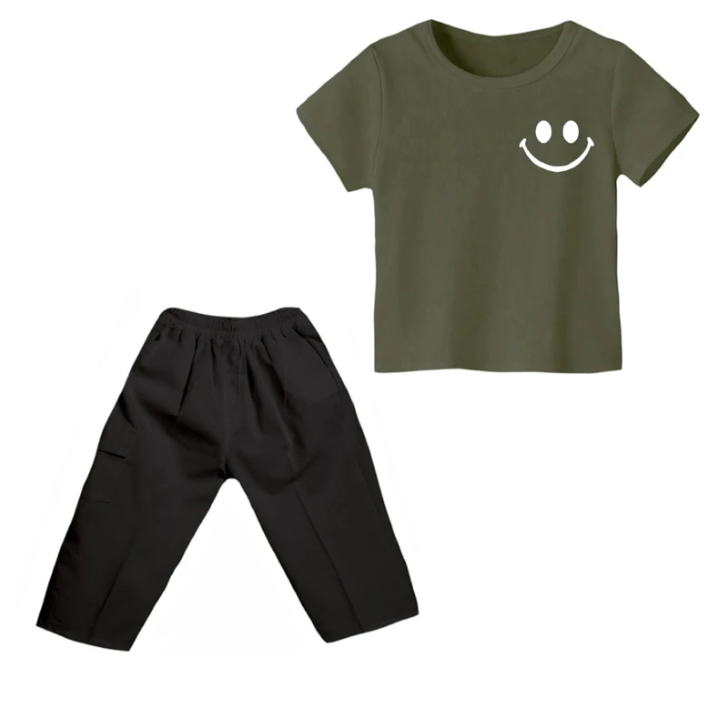 ست تی شرت و شلوارک پسرانه مدل ایموجی کد ۱