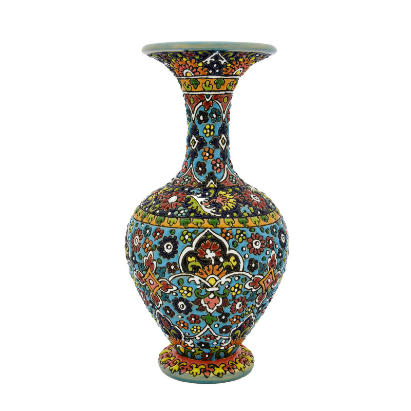 گلدان مینا کاری سفالی مدل خمره ای کد 3223 