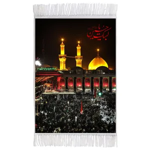 فرش ماشینی دیوارکوب اطلس آبی طرح حرم امام حسین مدل T2430 