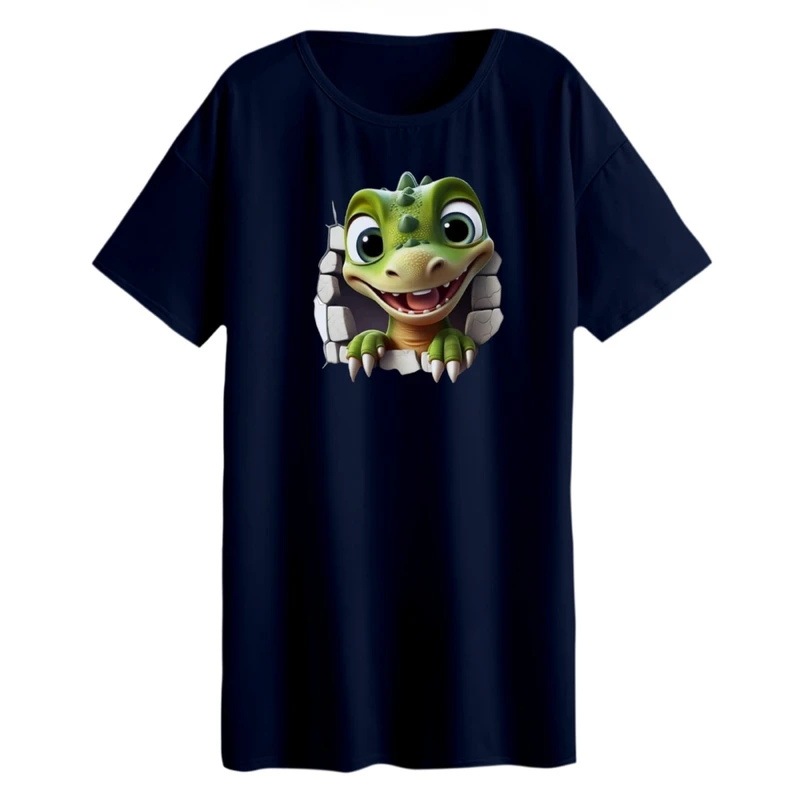 تی شرت لانگ زنانه مدل دایناسور کد 01