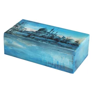 جعبه سنگ مرمر اثر بابائی با آبرنگ ابنیه سایز 9x18 سانتی متر کد 13