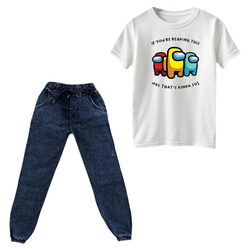 ست تی‌شرت و شلوار پسرانه مدل امانگ آس کد 2