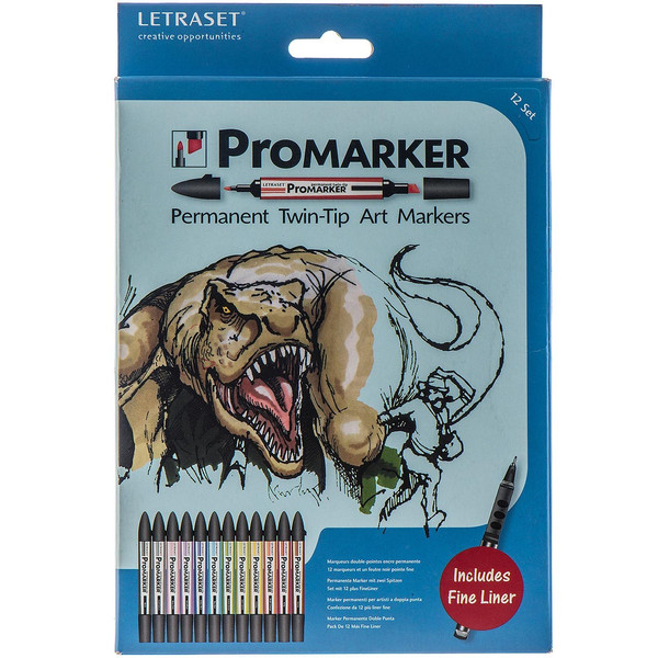 ماژیک حرفه ای 12 رنگ لتراست مدل Promarker Permanent Twin Tip