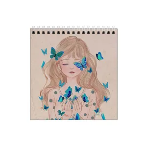 دفتر طراحی طرح دختر و پروانه های آبی کد 2984262