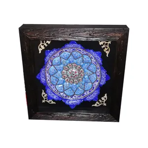 بشقاب مسی میناکاری گوهرچین کد 11654151 قطر 16سانتی متر