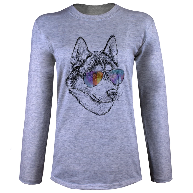 تی شرت آستین بلند زنانه مدل گرگ عینکی W13