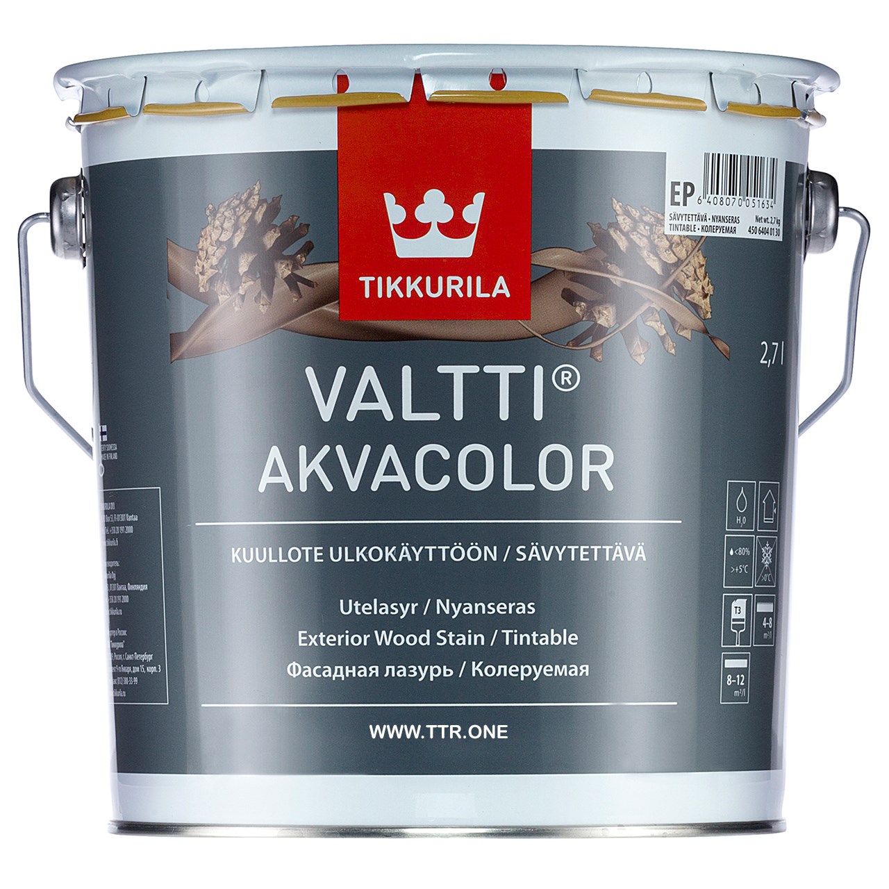 رنگ پایه آب تیکوریلا مدل 5073 VALTTI AKVACOLOR حجم 3 لیتر