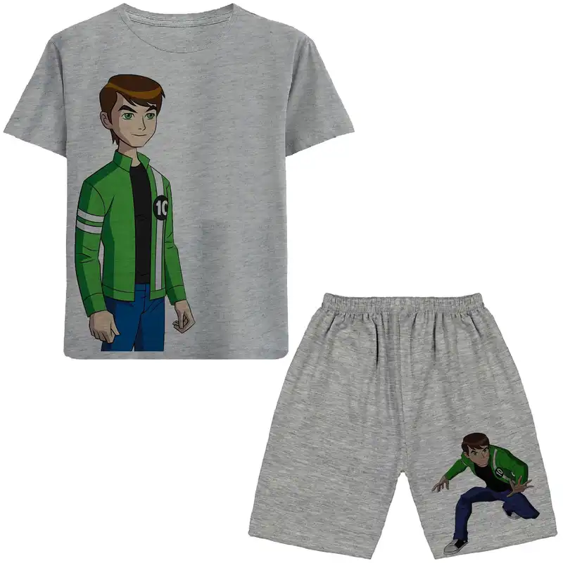 ست تی شرت آستین کوتاه و شلوارک پسرانه مدل بن تن N30