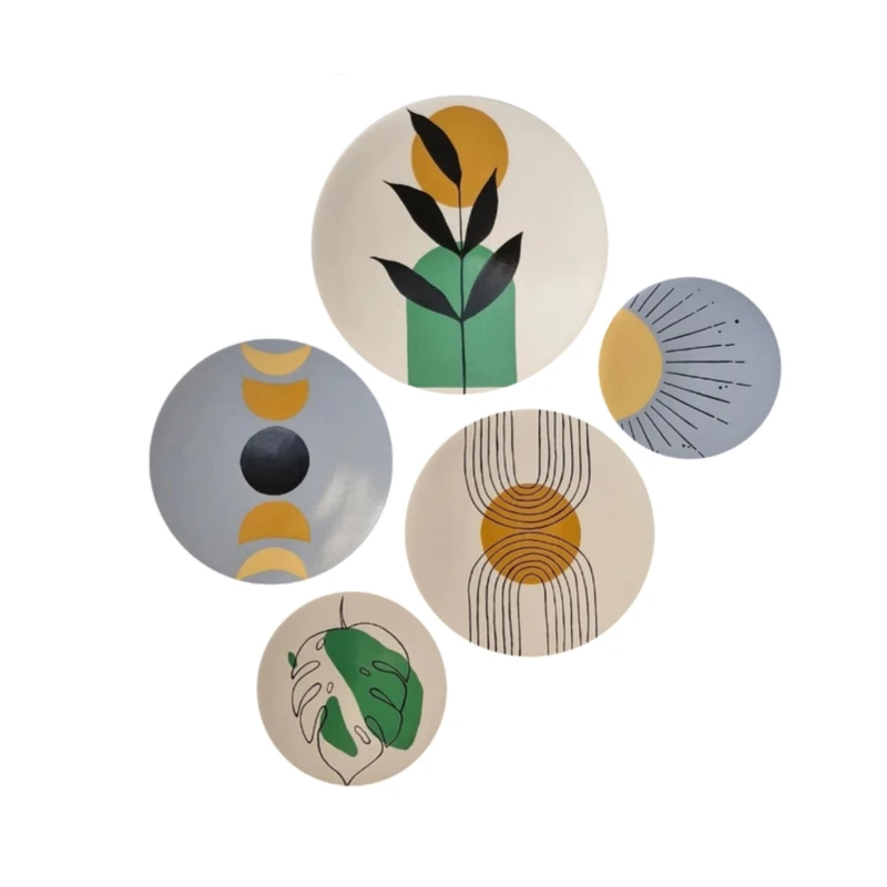 بشقاب دیوارکوب سفالی طرح مدرن کد 111 مجموعه 5 عددی