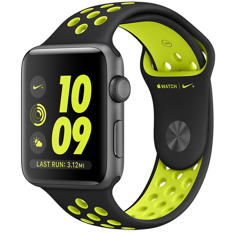 ساعت هوشمند اپل واچ سری 2 مدل Nike Plus 42mm Space Gray with Black/Volt Band