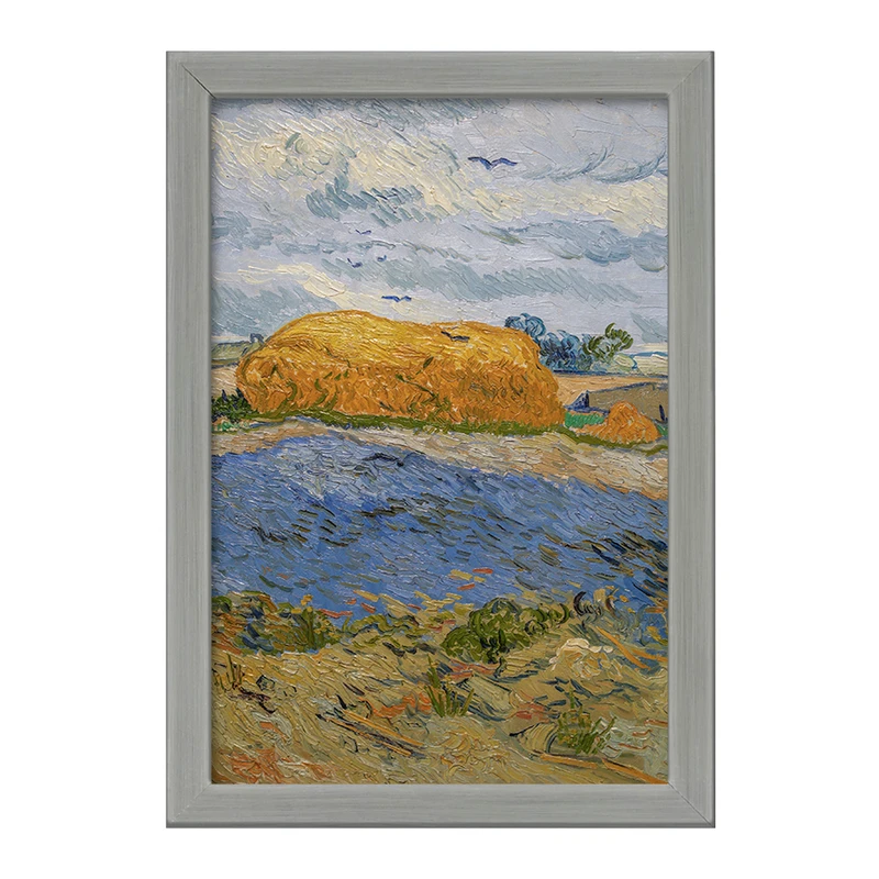 تابلو خندالو طرح انبار کاه زیر آسمان بارانی ونسان ونگوگ (Van Gogh) کد 36791