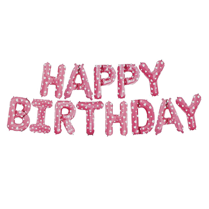 بادکنک بانیبو مدل Pink Happy Birthday Love سایز 120