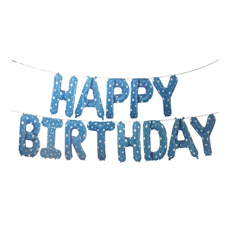 بادکنک بانیبو مدل Blue Happy Birthday Love سایز 120