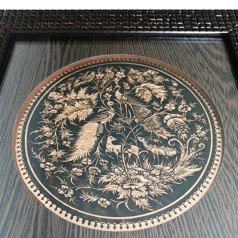 تابلو قلمزنی طرح گل و مرغ کد 001CM