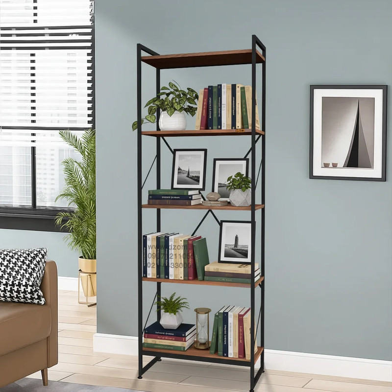 کتابخانه پنج طبقه دیزم مدل مونتاژی LIB_60×180_BRN