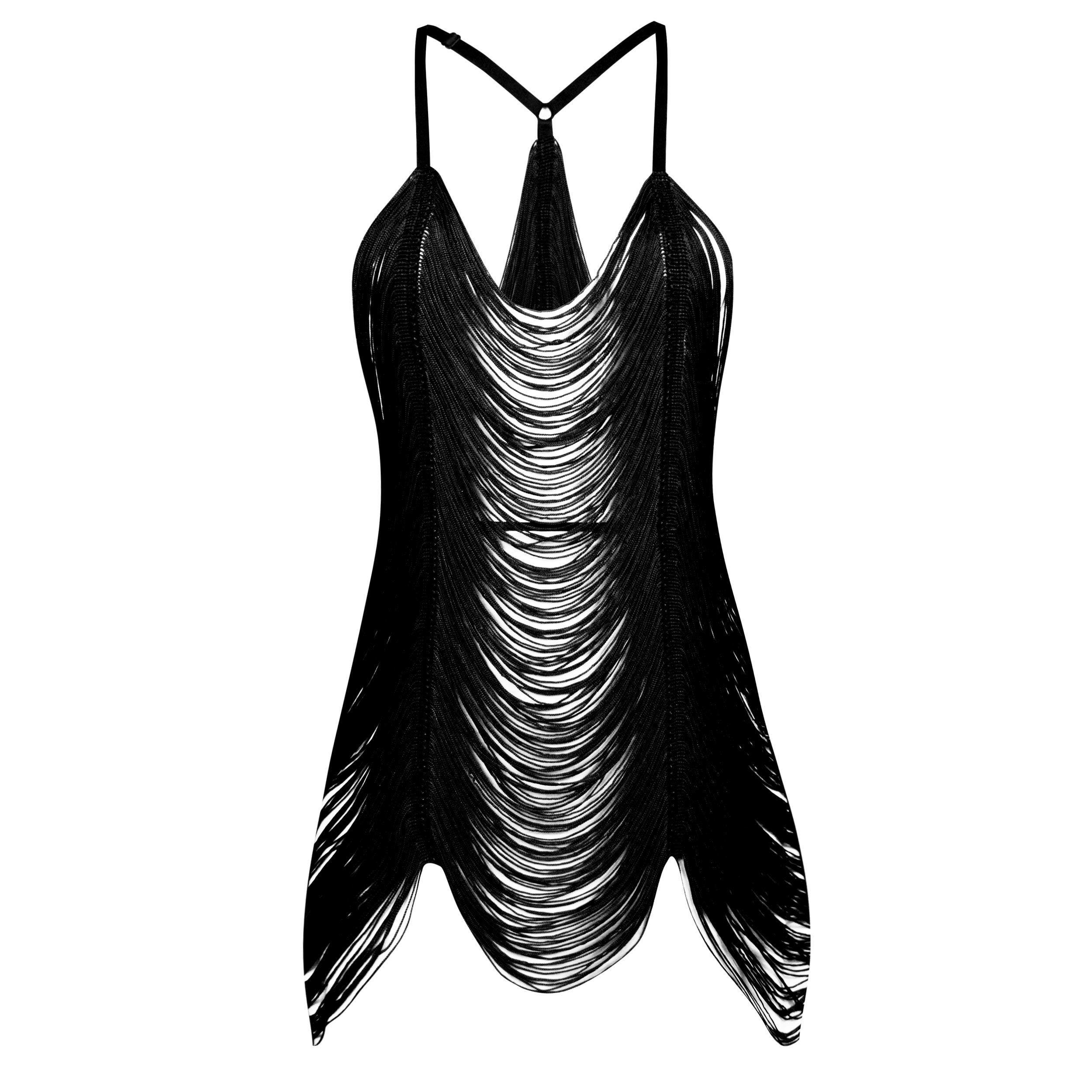 لباس خواب زنانه ماییلدا مدل ریش ریشی کد 4438-9726 رنگ مشکی