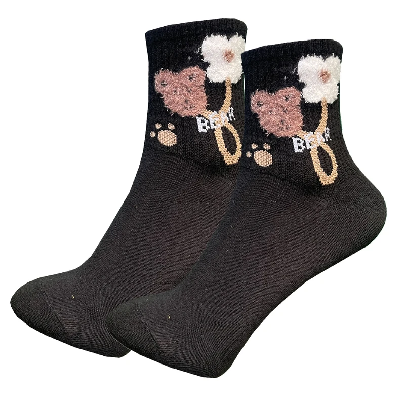 جوراب ساق کوتاه زنانه دون دزا مدل پنبه بوکله دار طرح گل