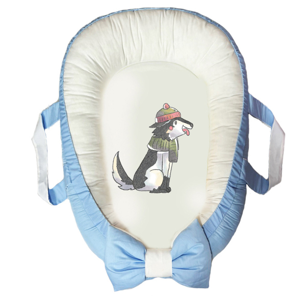 سرویس خواب سه تکه نوزاد مدل گارد محافظ دار طرح فانتزی سگ کلاهدار کد 036